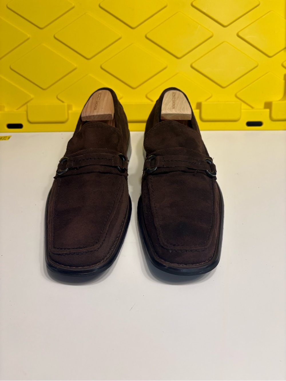 Men's Brown Suede Bit-Detail Slip-On Loafers